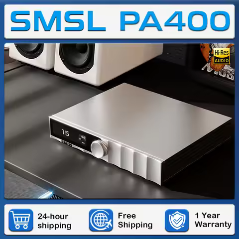 SMSL PA400 Gallium Nitride Power Amplifier 500W Hi-Fi Music Chip PGA2311 Digital Volume Control Ampl