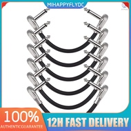 MIT ammoon 15cm/ 6in Guitar Effect Pedal Instrument Patch Cable 1/4" Silver Right-angle Plug Black P