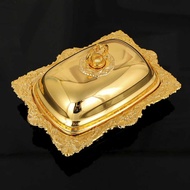 European Creative Butter Dish Butter Dish Square Butter Box Metal Lid Steel Lid Butter Dish Butter P