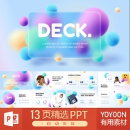 POWERPOINT TEMPLATE 310 | 🌈 Color Gradient Modern Frosted Glass Abstract 3D Geometric Concept Dynami