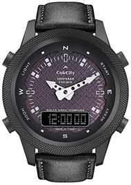 CakCity Men's Solar Powered Watch with Leather Band Multi-Function Analog-Digital Sport Watch Waterp