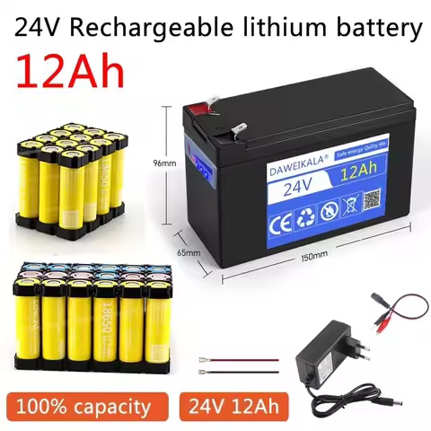 24v battery 18650 pack real capacity 12Ah Rechargeable Battery Built-in BMS for camping equipment So