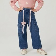 Skena Gombrong Cargo Culottes Pants for Girls Korean Style Import Ribbon Junior 6 7 8 9 10 Years TAR