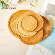 [linshgjkuS] 1Pc Bamboo Tray  Holder Round Plant Stand for Succulent Pot Garden Tools [NEW]