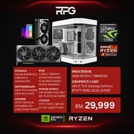 (READY STOCK) RTX 5090 GAMING PC BUILD BLACK AND WHITE THEME