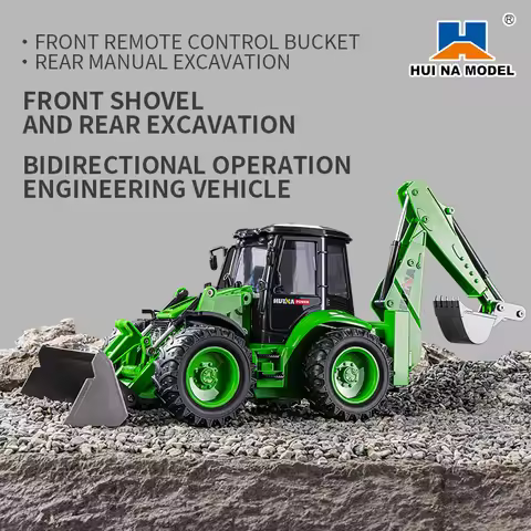 HUINA 1/14 1579 Remote Control Plastic Backhoe Excavator 2.4G 9CH RC Loader Model Toys with Battery 