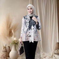 Kebaya Batik Wanita Atasan Cewek Blus Lengan Panjang Muslimah Kutubaru Kartini Modern Kantor