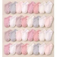8/16/24 Pairs Pink Floral Anti-Slip Polka Dot Baby Ankle Socks, Suitable For Toddler Girls Crawling 