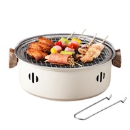 Small Charcoal Grill Stainless Steel BBQ Grill Charcoal with Wooden Handle &amp; Net Lifter Portable Table Top Grill Charcoal for Indoor Outdoor Camping BBQ Grill natural