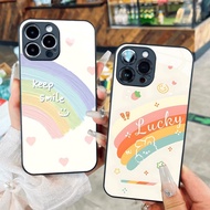 Keep Smile Lucky Rainbow Glass Case for iPhone 17 16 15 14 13 12 11 8 7 6 6s 6p 7p 8p 6g 7g 8g Pro M