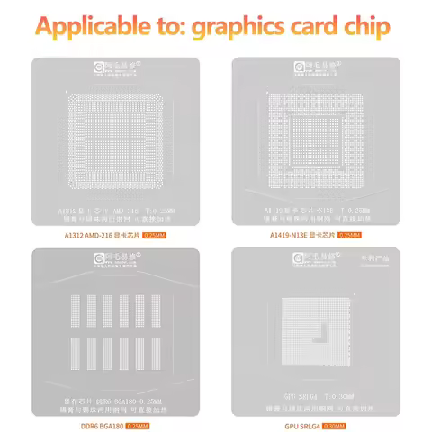Amaoe Nvidia RTX3060 RX580 RTX2060 RTX2070 N18E GTX1080Ti GTX1060 BGA Reballing Stencil for GPU Grap