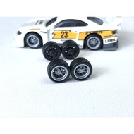 Z222 Hot Wheels Rubber Wheels Tayar Getah BBS 10mm Silver Matte Axle JDM Long