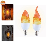 INTOOMY Candle Fire Light Bulb, Plastic Chandelier Base LED Flame Light Bulbs, Durable E14 E27 2W Fl