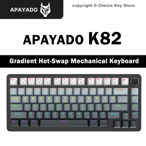APAYADO K82 Gradient Mechanical Keyboard 82 Keys 75% RGB Hot Swappable Wired Knob Blue Red Switch fo