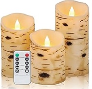 Comenzar Flameless Candles Birch Bark Candle LED Candles Home Decor Candles H: 456" x D: 3.25" Elect
