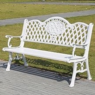 Patio Outdoor Garden Bench, Balcony Metal Bench, Park Bench for 2 Person, Weather Proof Loveseat Cha