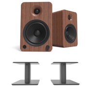 Kanto YU6WALNUT 200W Bookshelf Speakers with Bluetooth - Walnut (Pair) SP6HD 6" Fixed-Height Desktop
