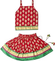 Kids Lehenga Choli Set for Girls Indian Traditional Ready to Wear Pattu Pavadai Ethnic Wear (KL104)