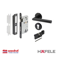 Hafele มือจับก้านโยก สีดำด้าน ห้องทั่วไป รุ่น 499.10.134 ห้องน้ำ รุ่น 499.10.135 ลูกบิดก้านโยก