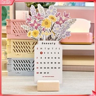 {halfa}  Home and Office Desk Calendar Desk Calendar 2024 2024 Bloomy Flower Desk Calendar with Wooden Base Monthly Desktop Calendar for Home Office School Decoration