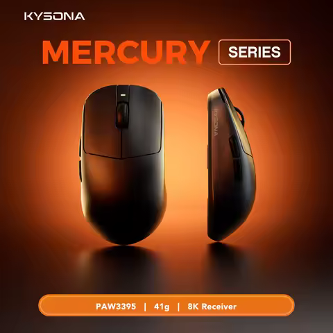 KYSONA Mercury Pro PAW3395 Wireless Mouse Tri-Mode Connection Bluetooth Ergonomic 26000 DPI 41g Ligh