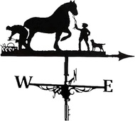 Decoration Weathervane, Weather Vane Farm Horse Weathercock Stainless Steel Spray Paint Weathervane Outdoor Wrought Iron for Garden Patio Yard Ornament