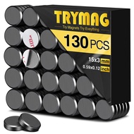 TRYMAG Small Ceramic Round Disc Magnets with Adhesive Backing, 15x3mm Tiny Flat Circle Ferrite Indus