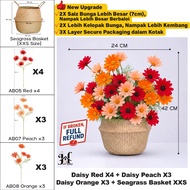 Set Daisy Flower Basket Artificial Flower Daisy Fake Flowers Bunga Hiasan Bakul Home Decor Bunga Dai