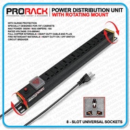 PRORACK 8 Slot Metal Body Power Distribution Unit (PDU) with Rotating Mount for 19" Data Cabinet Rac