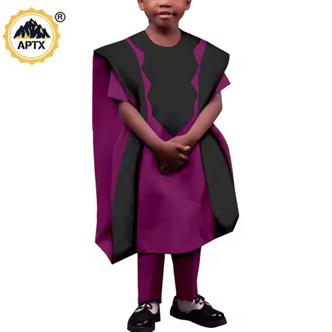 African Clothes for Kids Agbada Dashiki Casual Boys Outfits Asoebi Robes Top and Pants Sets Traditio