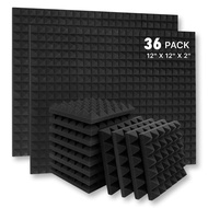12/18/24/36Pack 12" X 12" X 2" Pyramid Acoustic Panel Studio Noise Echo Reduction Insulation Absorpt