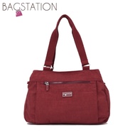 MC3 BAGSTATIONZ Crinkled Nylon Shoulder Bag (Black/Maroon/Navy Blue/Pink)