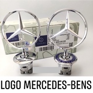 Logo nắp capo phía trước đầu xe MERCEDES-BENZ - Chất liệu: Hợp kim mạ crom cao cấp có tem hãng