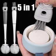 5 IN 1 Soft Silicone Cleaning Brush - Foldable Brush Head Long Handle Cup Brush - Hangable, Detachab