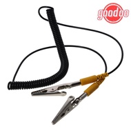 GOODOO Anti-Static ESD Grounding Cable, PU,Metal 2mm Coiled Cord, Male-to-Female Black 180cm / 71" w