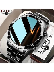 Lige智能手錶1.39英寸ip67防水/健身追蹤器/音樂控制功能/計數/多功能運動戶外手錶/男士適用