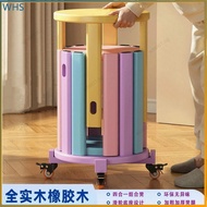 Ready Stock Influencer Solid Wood Stool Stackable Dopamine Color Round Stool Household Stacking Spar