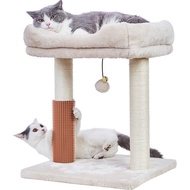 Cat Tree 4 in 1 Cat Scratching Post Featuring with Cat Self Groomer Wide Large Top Perch Natural Scratching Post and Dan