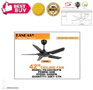 [Remote Control] Decoration Ceiling Fan (42 Inch/5 Blade/4 Speed) - Black (Sirim Approved)