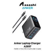Anker A2697 Laptop Charger (140W, 4-Port, PD 3.1) with USB-C Cable