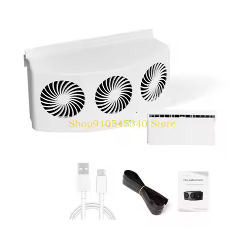 U2JA Car Exhaust Fan USB Rechargeable/Solar Circulation Cooling and Heat Dissipation 3 Head Ventilat