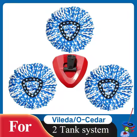 Spin Mop Replacement Head and Replacement Base Compatible with Vileda/O-Cedar RinseClean 2-Tank Syst