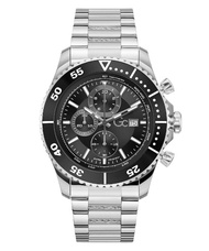 Guess Collection-Swiss Mvt  PB Silver case  bclt  Black dial  Chrono-Men-Watches-Black