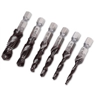 6PCS M3-M10สกรูดอกสว่าน HRC89โซลิดคาร์ไบด์ HSSCO M35โคบอลต์ก๊อกเมตริกผสม Bit 1/4 "Hex Quick Change