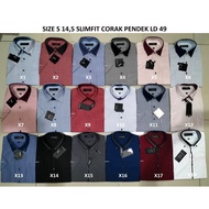 KEMEJA Alisan Shirt Pattern uk S 14.5 slimfit Wide Chest 49 Short