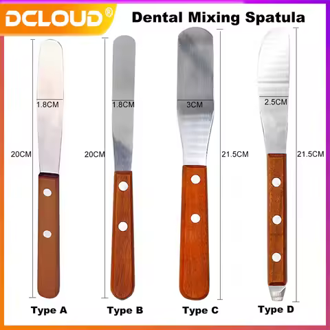1Pc Dental Alginate Mixing Plaster Spatula Knife Wooden Handle Spatula Cement Powder Mold Impression