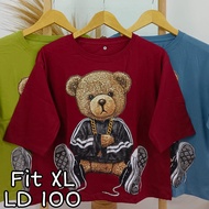 HIJAU Women's T-Shirt Fit XL LD 100 cm 3 Sleeves/4 Women's Distro Jumbo Oversize 3/4 Bigsize T-Shirt