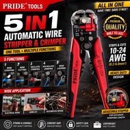 【Ready Stock】PRIDE TOOLS 5 In 1 Automatic Wire Stripper Crimper Cable Cutter Self Adjusting Multifun