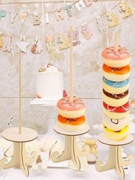 3入組木製甜甜圈展示架,可重複使用展示甜點,適合生日、婚禮、派對和其他場合