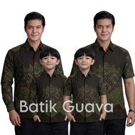 HIJAU BATIK GUAVA - Latest Sweet Couple Batik Father and Son Kawung Motif Sage Green - Batik Sage Gr